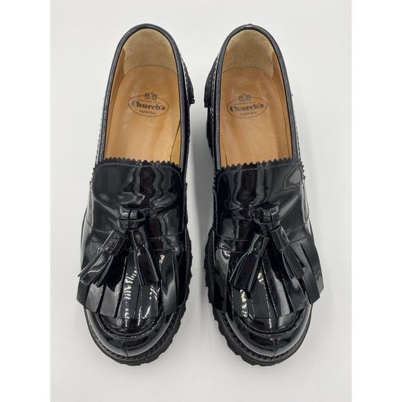 Church’s English Shoes Colleen Chunky Tassel Loafers Black Patent Leather Sz 35 - Picture 3 of 11